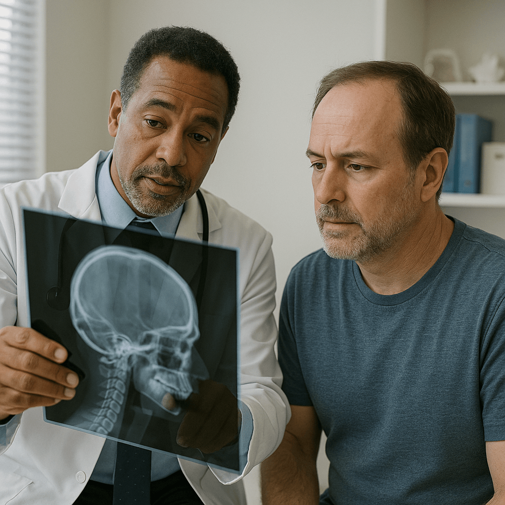 clinician reviewing scans